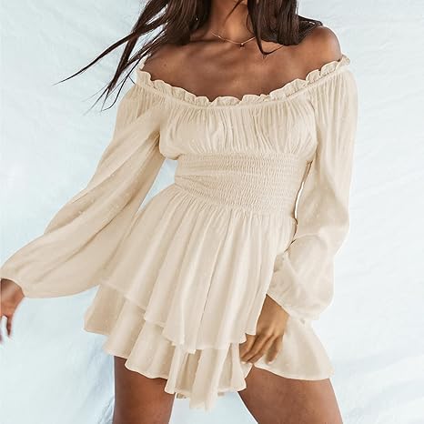 Robe De Bal - Élégante - Manches Courtes - Épaules Dénudées - Jupe