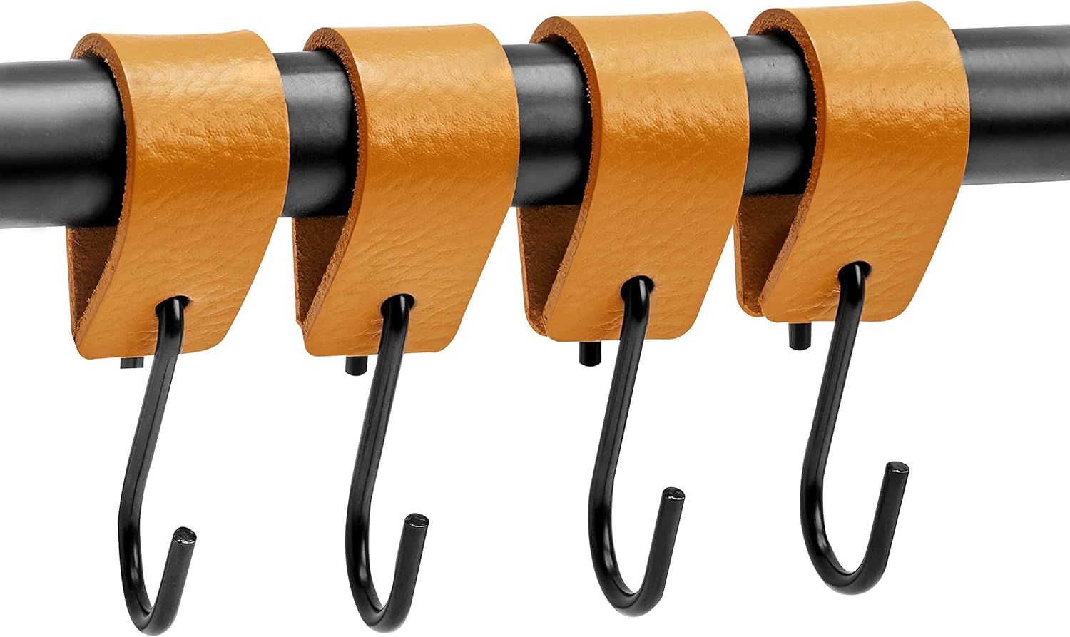 Brute Strength - Multifunctional Leather S-Hooks - Ochre Yellow - 12 Pieces - S Shaped Hooks - Coat Hook - Leather Hooks - Leather s Hooks - Black s Hooks - Kitchen Hooks