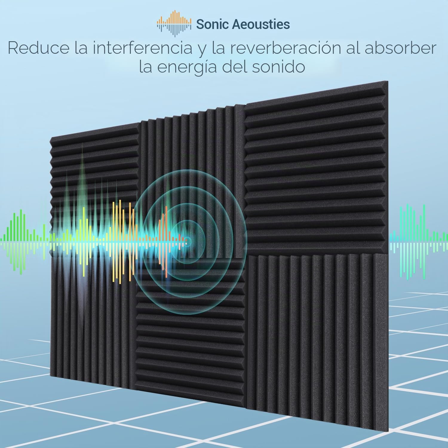 Ohuhu Paneles Acusticos 60 Piezas con Pegatinas, 30 x 30 x 2,5 cm Insonorizacion Acustica Pared, Paneles Decorativos para Pared Aislante Acustico para Podcast Studio Oficinas