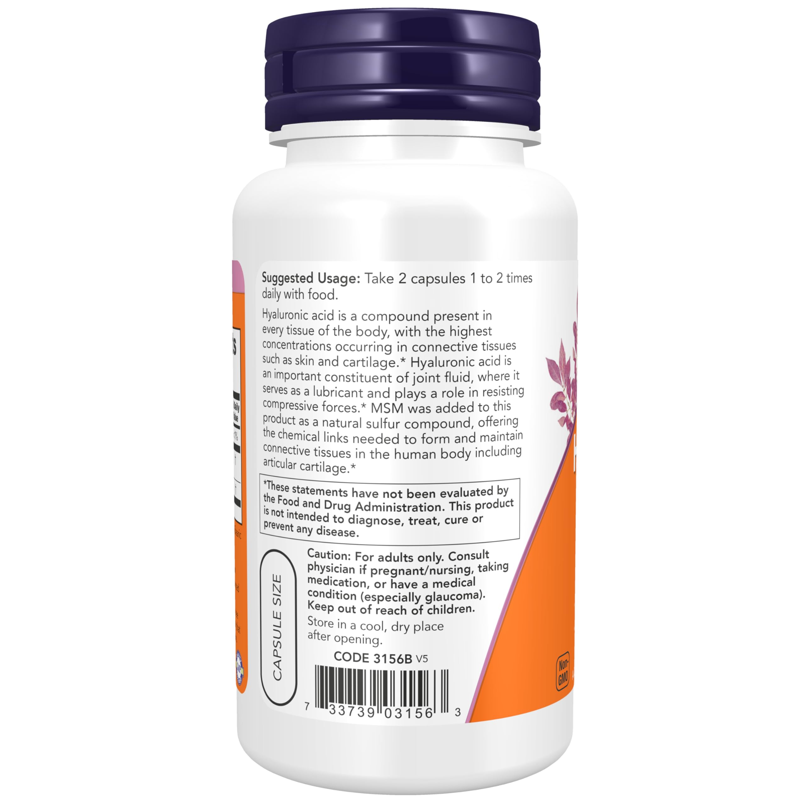 Now Foods Hyaluronic Acid 50 Mg And Msm Joint Support Capsules - 60 Veg Capsules 1