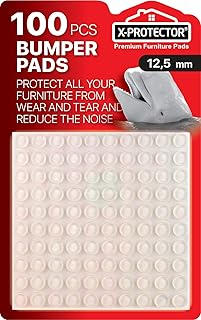 Cabinet Door Bumpers X-Protector - Cabinet Bumpers 100 pcs ½” Sound Dampening Door Bumper & Glass Table top Bumpers! Rubber Bumpers! Glass Surface Protection with Furniture Bumpers! (Transparent)
