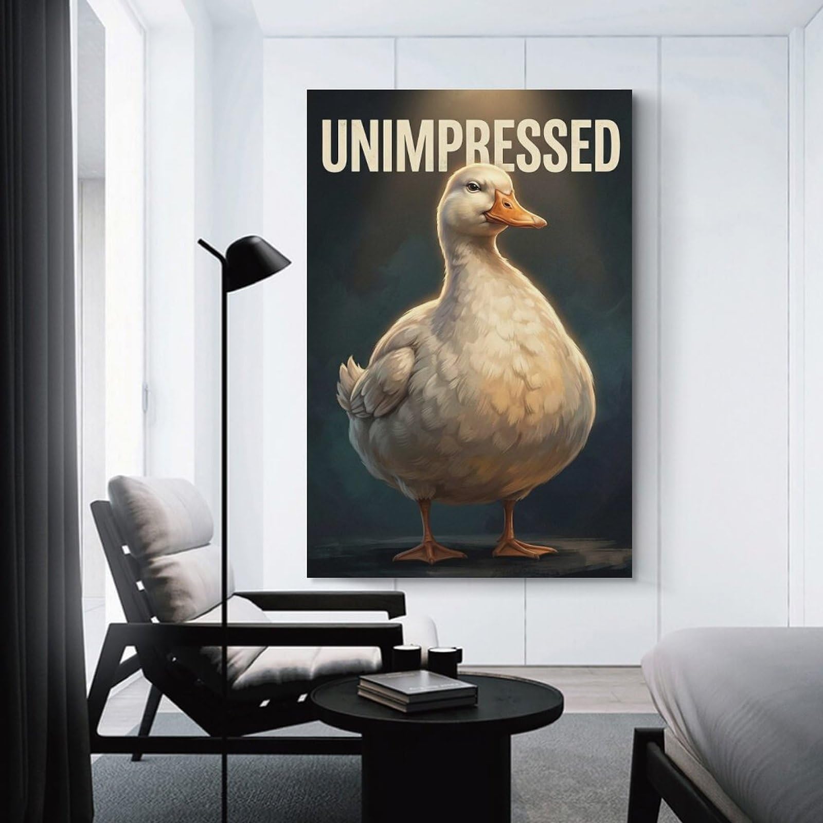Junmoney Unimpressed Duck Room Decor Wall Art 16x24inch(40x60cm), for Art Walls, Layered Displays Or Homes, Wall Decor Suited to Curated Displays