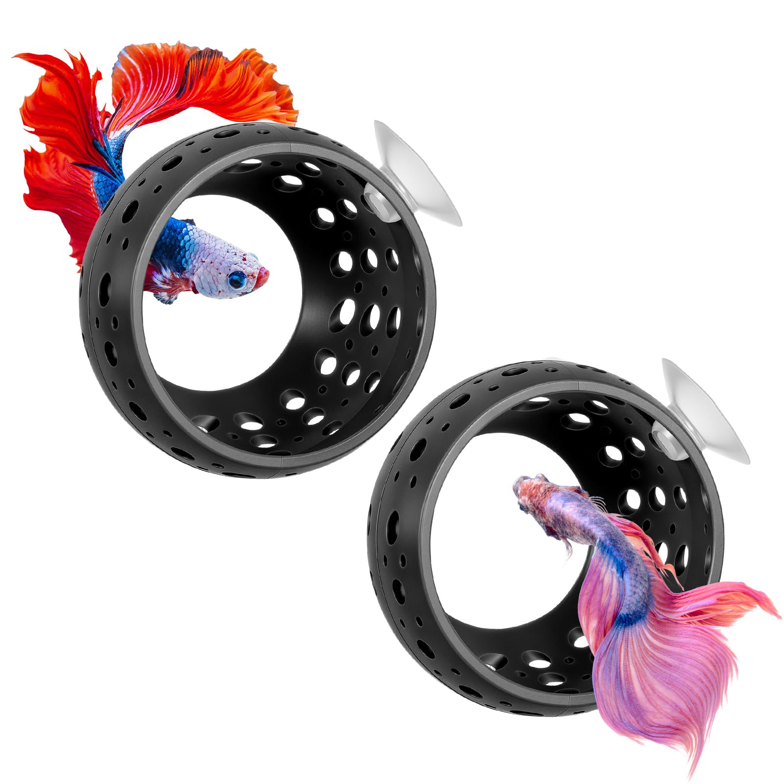 Wakects Aquarium Fish Hideout, 2Pcs Plastic Betta Hammock Cave Lounge Shrimp Dome Hide Betta Habitat Fish Tank Accessories with Suction Cup for Shrimp Guppies Safe Breeding (2 Pack)