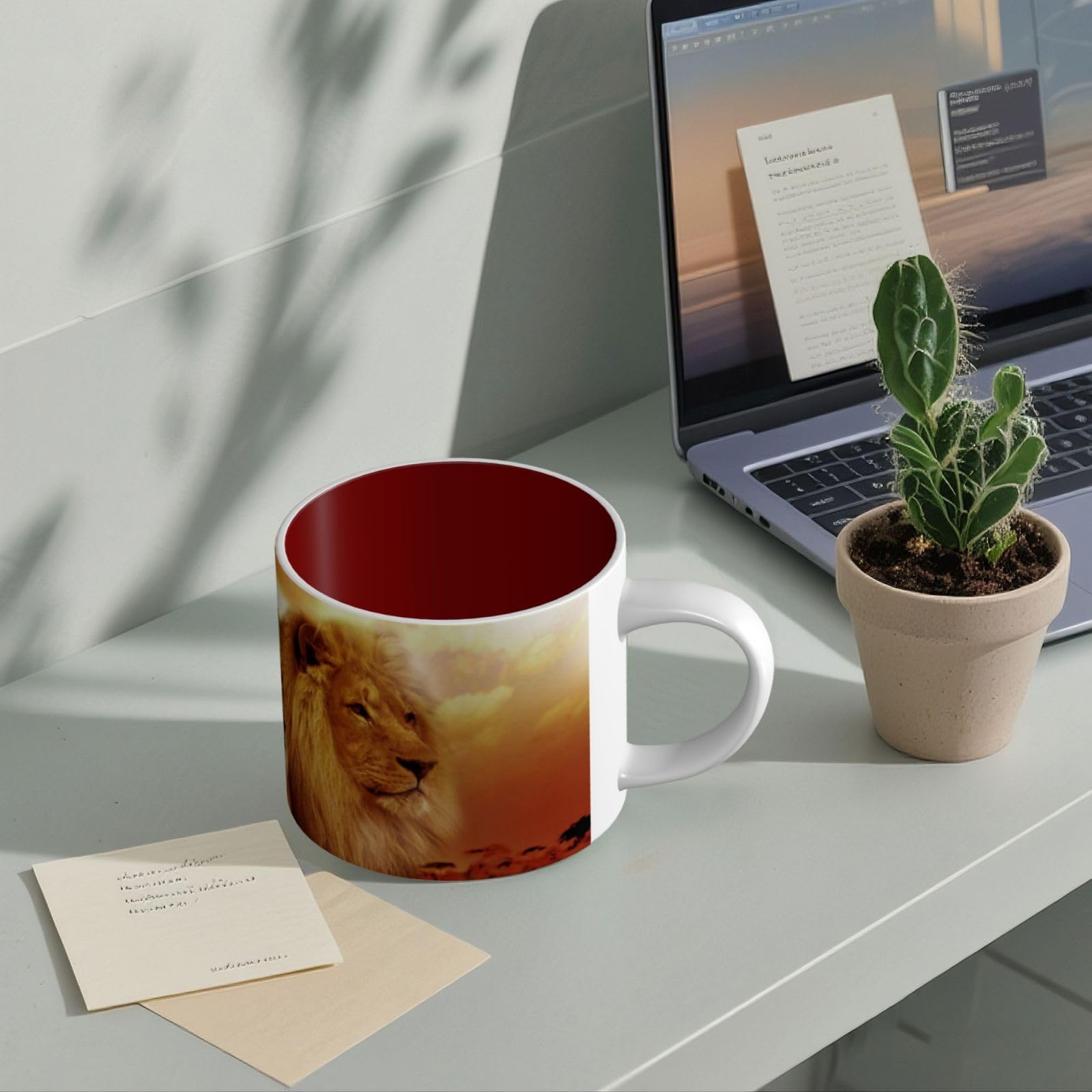 Afrykański lew i lwica drukowane kubki ceramiczne o dużej pojemności ceramiczny kubek do kawy