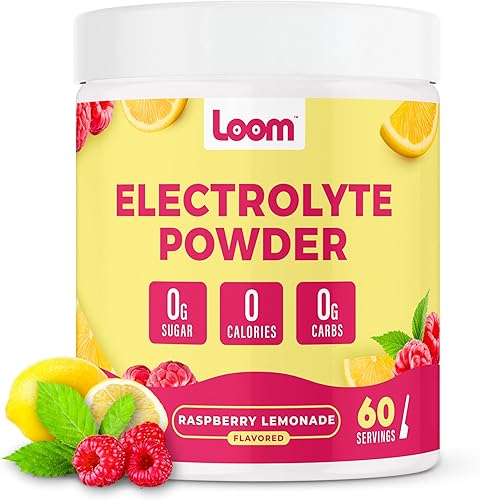 Loom Polvo de electrolitos para ayuno intermitente 0 azúcares, 0 carbohidratos, 0 calorías Vitaminas B para energía e hidratación Potasio,