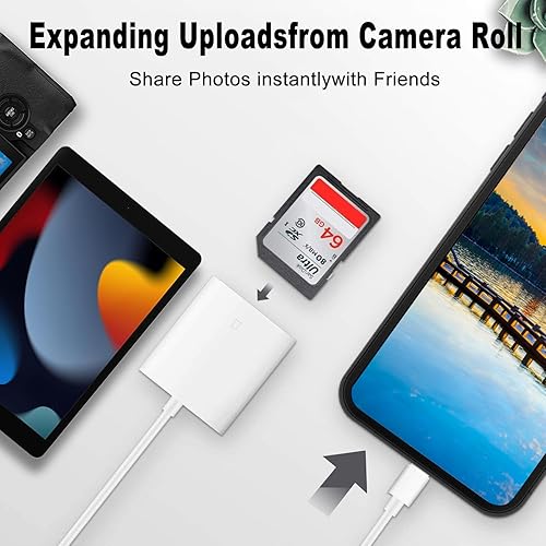 Miniatura 6 de Certificado MFi de Apple Lector de cámara de tarjetas Lightning a SD para iPhone iPad, lector de tarjetas de memoria, visor de cámara de rastro,