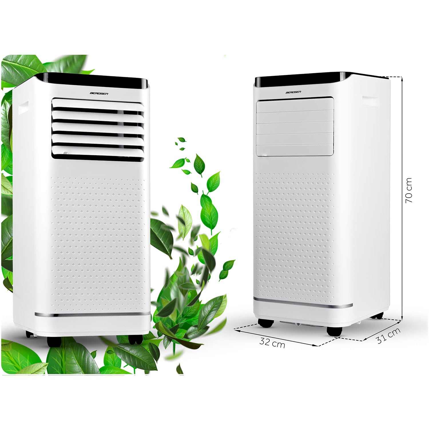 Berdsen Condizionatore portatile 9000 BTU - 4 in 1 con ventola, deumidificatore, modalità sleep - Tuya Smart App - Efficienza energetica