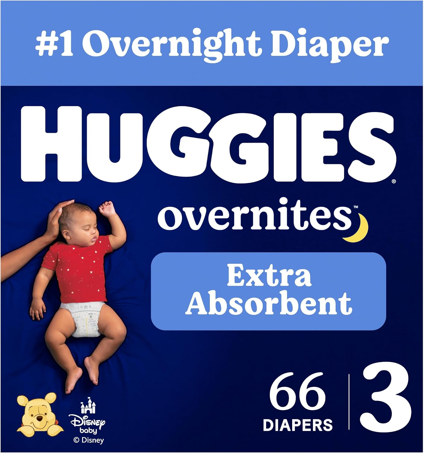 Huggies Overnites Size 3 Diapers, 66 Count, Overnight Leak Protection