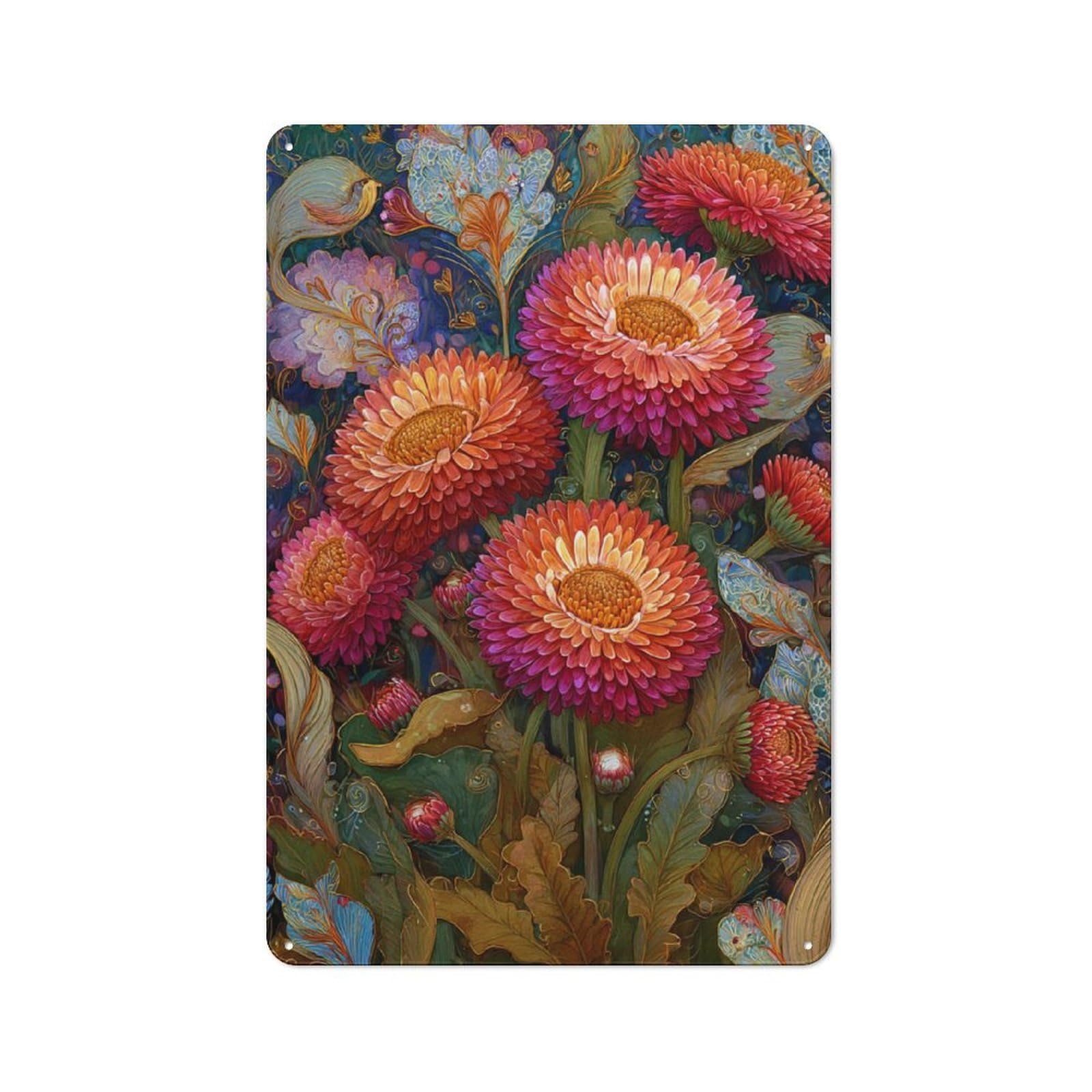 Junmoney Vibrant Floral Artistry -4 Tin Sign 30X20cm With For Workshop Wall, Vintage Decor, For Metal Sign Collectors, For Garage And Workshop Walls
