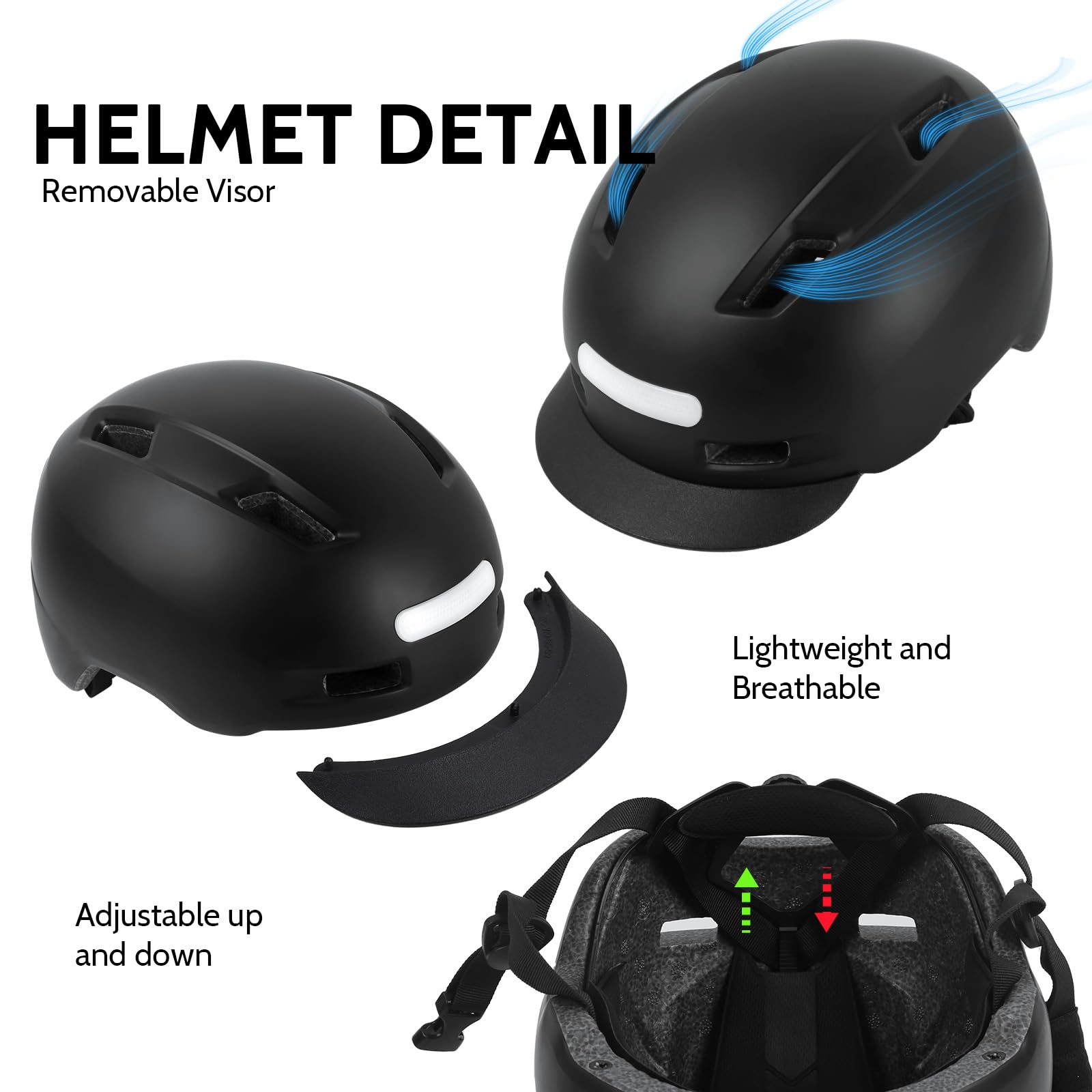 Shinmax Bicycle Helmet for Men and Women Bike Helmet with Light, 5 Modes, Bicycle Helmet with Visor, Mountain Bike Helmet - Image 4