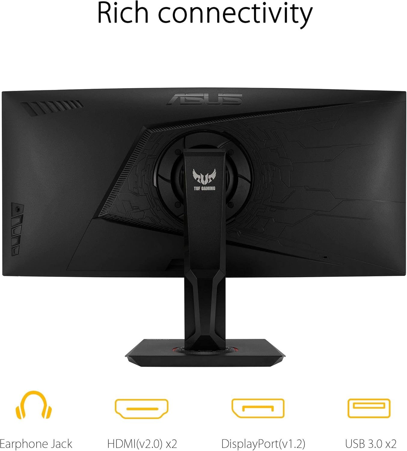 ASUS TUF Gaming VG35VQ Monitor Gaming 35”, WQHD (3840x2160), 100Hz, Tempo di Risposta 1ms, Free Sync, Flicker Free, HDR 10, Riduzione Luce Blu, Shadow Boost, GamePlus, Regolabile, Nero ASUS TUF Gaming VG35VQ Monitor Gaming 35”, WQHD (3840x2160), 100Hz, Tempo di Risposta 1ms, Free Sync, Flicker Free, HDR 10, Riduzione Luce Blu, Shadow Boost, GamePlus, Regolabile, Nero
