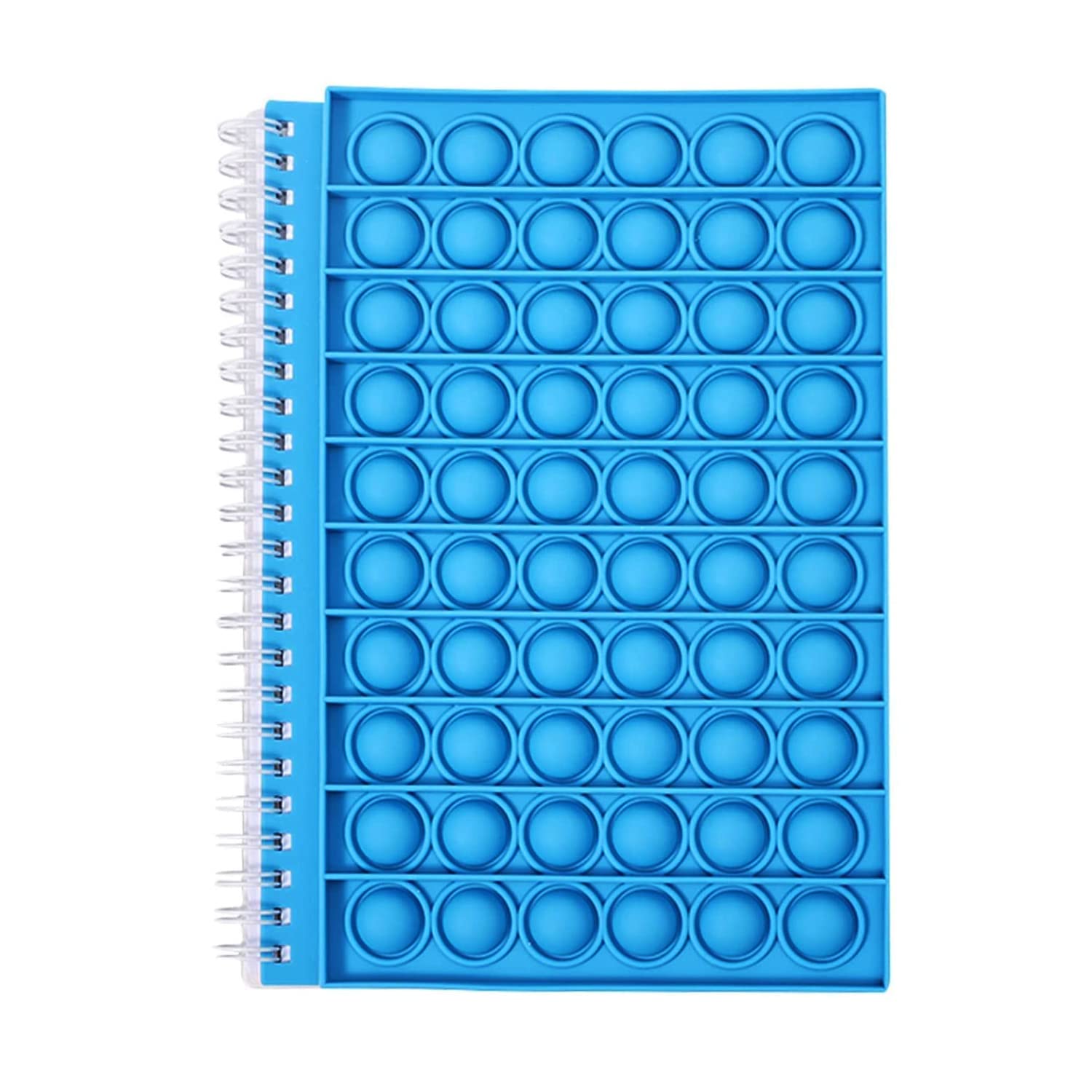 Lined Journal Notebooks for Kids Fidget Notebook Pop Painting School Office Writing Notes Push Silicone Cover Sensory Bubble Lined Spiral Stress Relief Notebook Gift for Kids (BLUE)