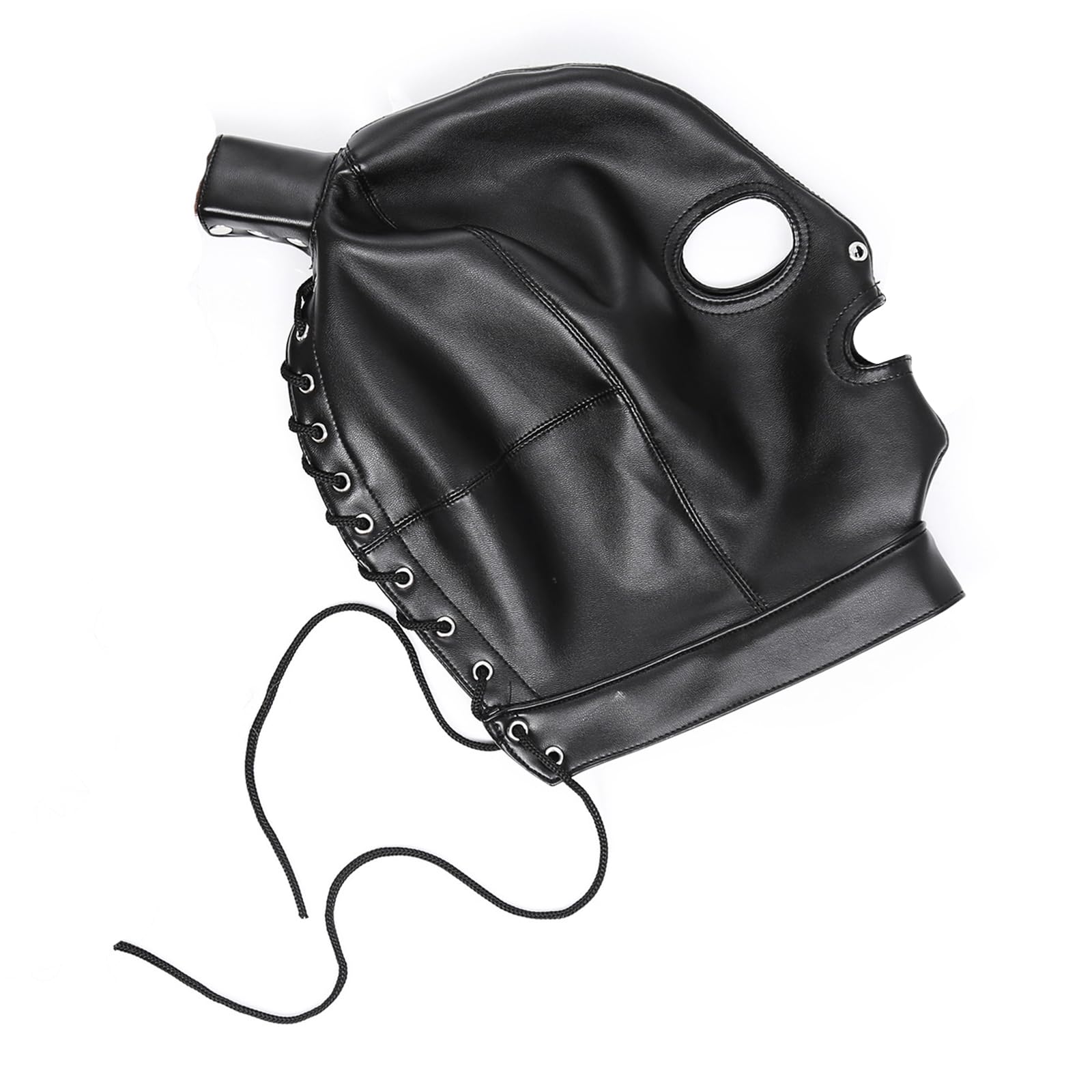 OhMill Black PU Leather Mask Face Cover Erotic Accessory Horse Belike Funny Headwear Cosplay Costume Halloween Dress Up - Image 3
