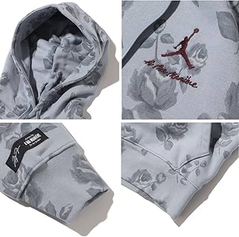 Jordan×アママニエール グレー 花柄パーカー Mサイズ Amazon.co.jp