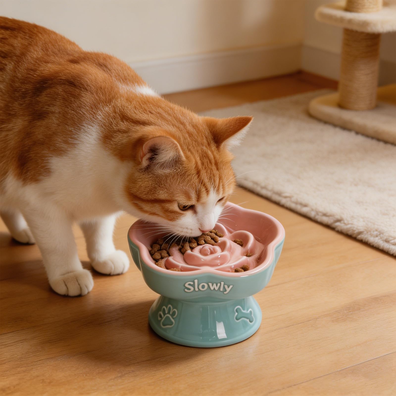 Ciotola per animali domestici rialzata in ceramica Mangiatoia rialzata per cani gatti Velocità alimentazione rallentata per sollievo dal collo ' animale domestico Alimentazione sana Ciotola