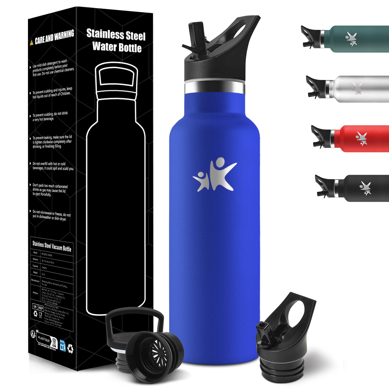 HoneyHolly Thermos Water Bottle, 750 ml, BPA-Free, Thermal Bottle, Double-Walled Vacuum Bottle, Thermal Bottles, 18/8 Stainless Steel, Steel Water Bottle, with Straw, Thermos for Gym, Sport, Bike