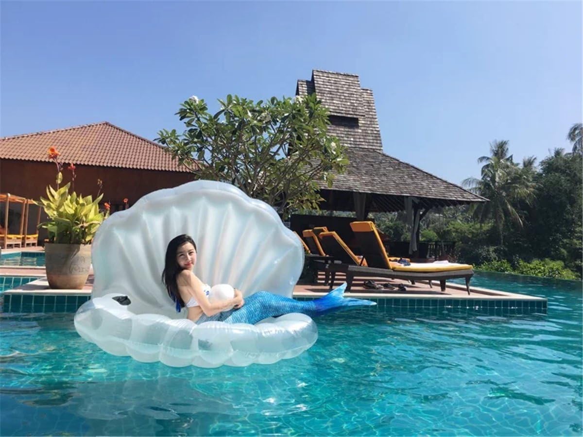 Inflatable Seashell Lianshi Pool Floats Giant Rideable Raft Lounger Swimming Toy for Relaxing and Fun