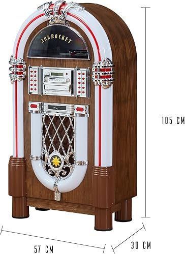 Miniatura 2 de Arkrocket Jukebox reproductor de discos de vinilo de tamaño completo Bluetooth USB SD Reproductor de CD Radio Tocadiscos Retro Jukebox clásico