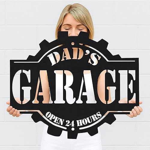 Miniatura 11 de Letrero personalizado de taller de garaje para hombres – Arte de pared de metal con nombre personalizado para entusiastas de autos, constructores y