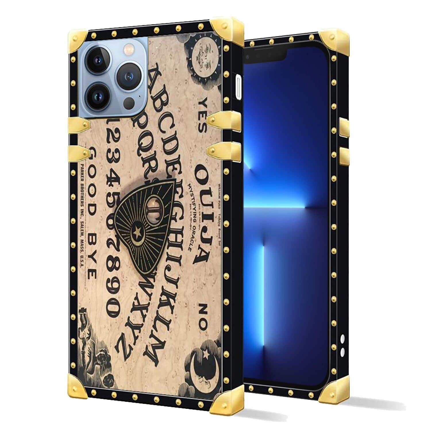 ZHENGQIG Case Suitable for iPhone 13 Pro Max with Ouija Board Witch Soft TPU Metal Style Reinforced Corner Diamond Shock-Absorbing Protective Cover