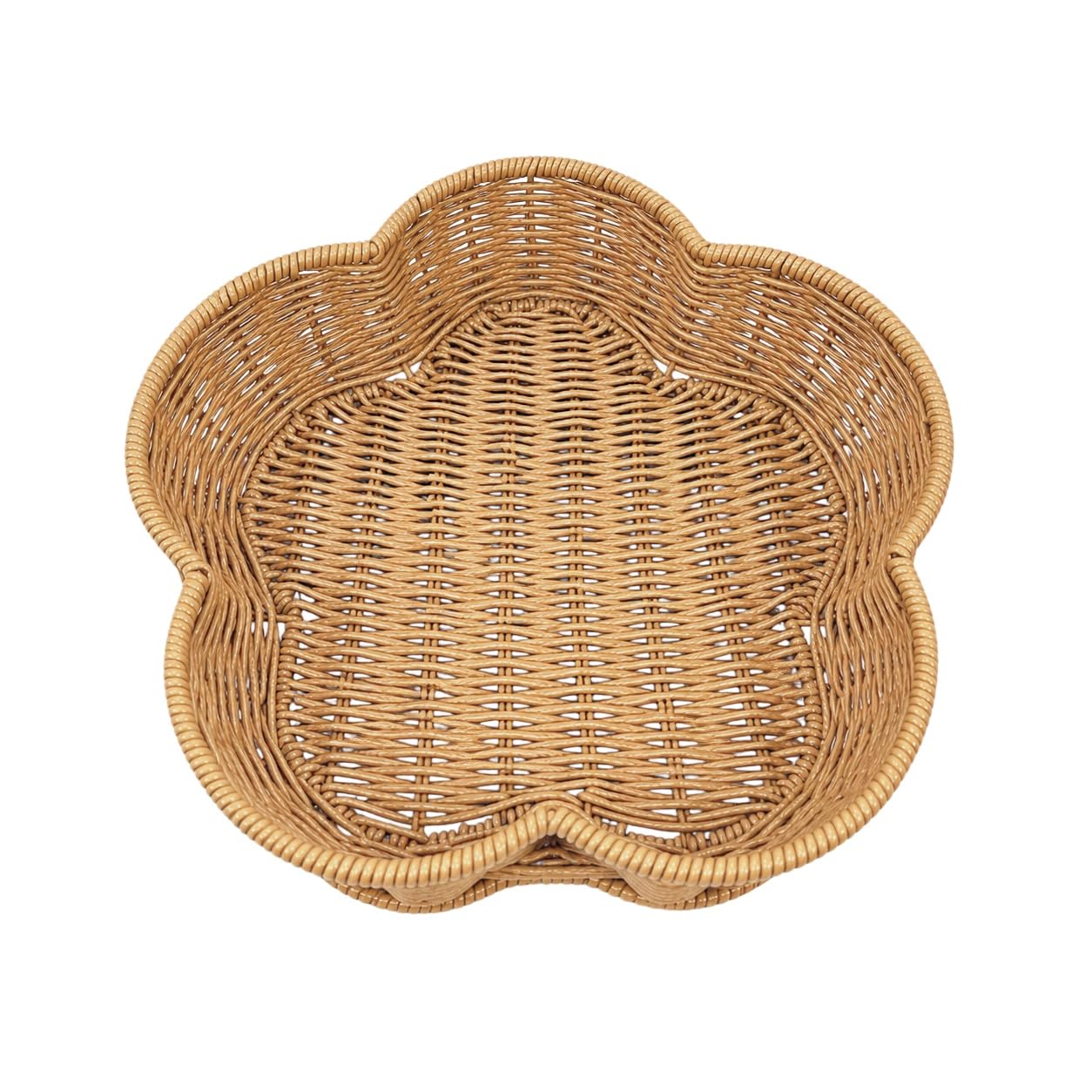 Easnea M Imitation Rattan Flower Shape Fruit Basket, Decorative Woven Serving Tray