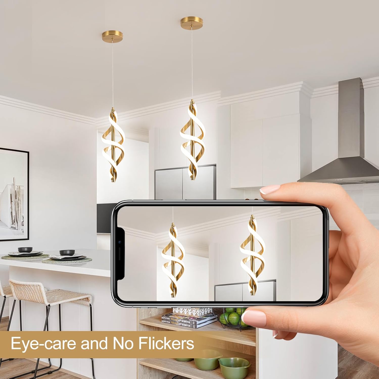 Gold Pendant Light,4000K Modern LED Pendant Lights Kitchen Island,Adjustable Pendant Lighting Over Island Hanging Pendant Light Fixtures for Kitchen Dining Room Hallway Foyer,1 Pack(Gold)