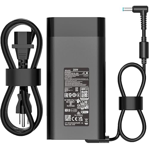 200W Laptop Charger Compatible with HP Omen Gaming 15 17 Victus Gaming 15 16 Zbook 15 17 Pavilion 15 17 Fury 16 G11 TPN-DA10 L00818-850