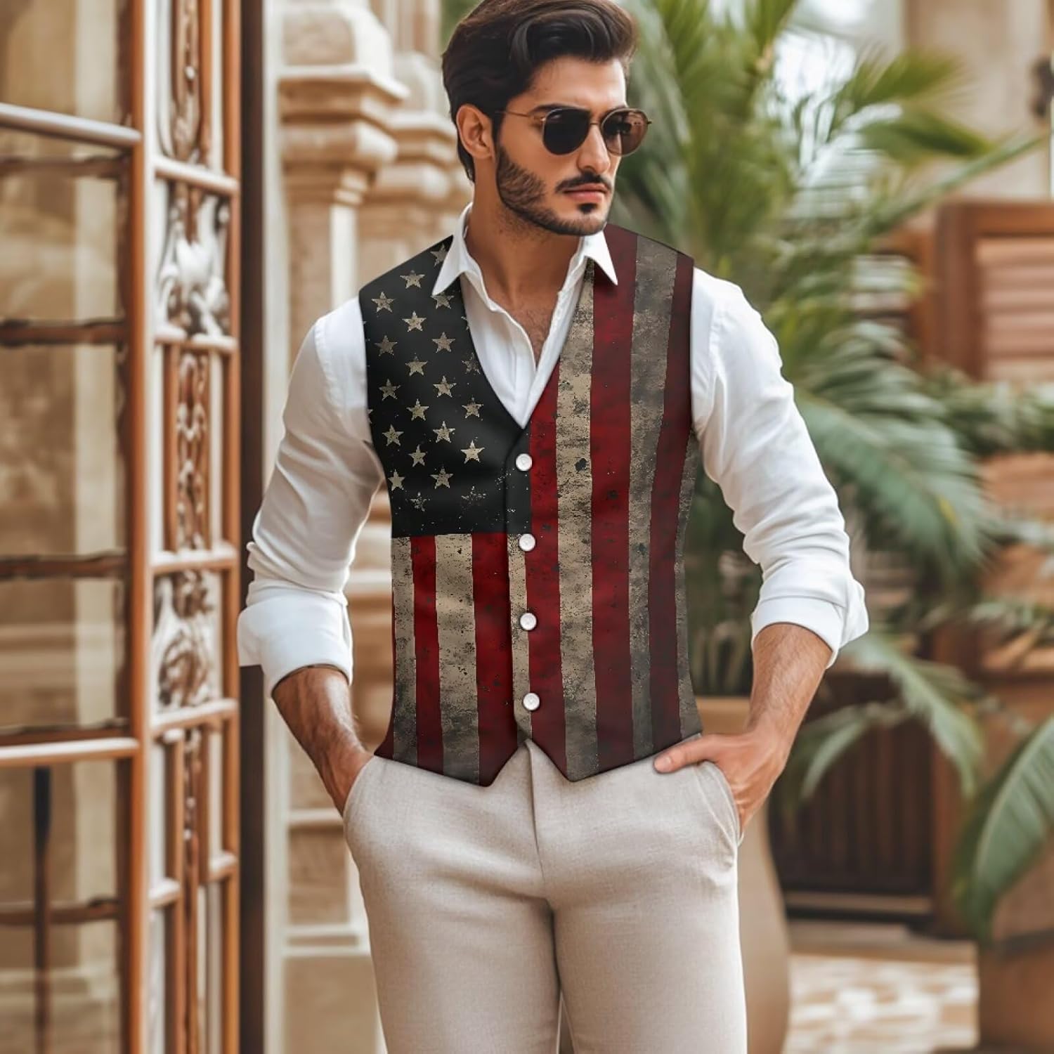 TOADDITDO V- Neck Suit Vest for Men Business Formal Dress Waistcoat Button Down Vests for Tuxedo