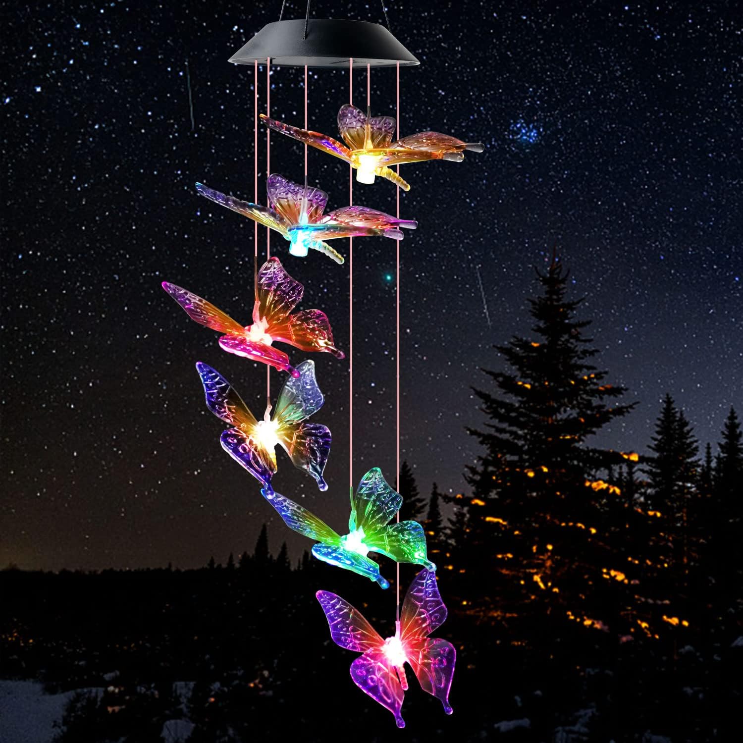 Butterfly Wind Chimes, Solar windchimes, Outdoor, Patio Decorations Outdoor Butterfly Garden Decor Garden Chimes