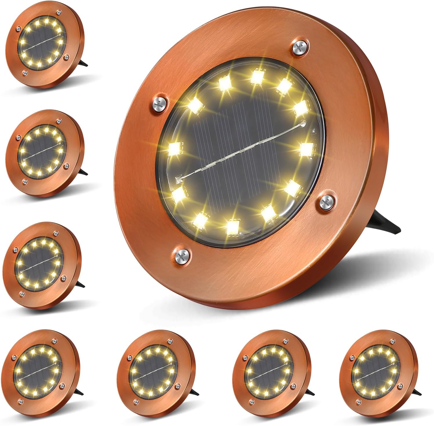 XKSINMY InGround Lights, Solar Disc Lights 8 Pack, Outdoor Flat