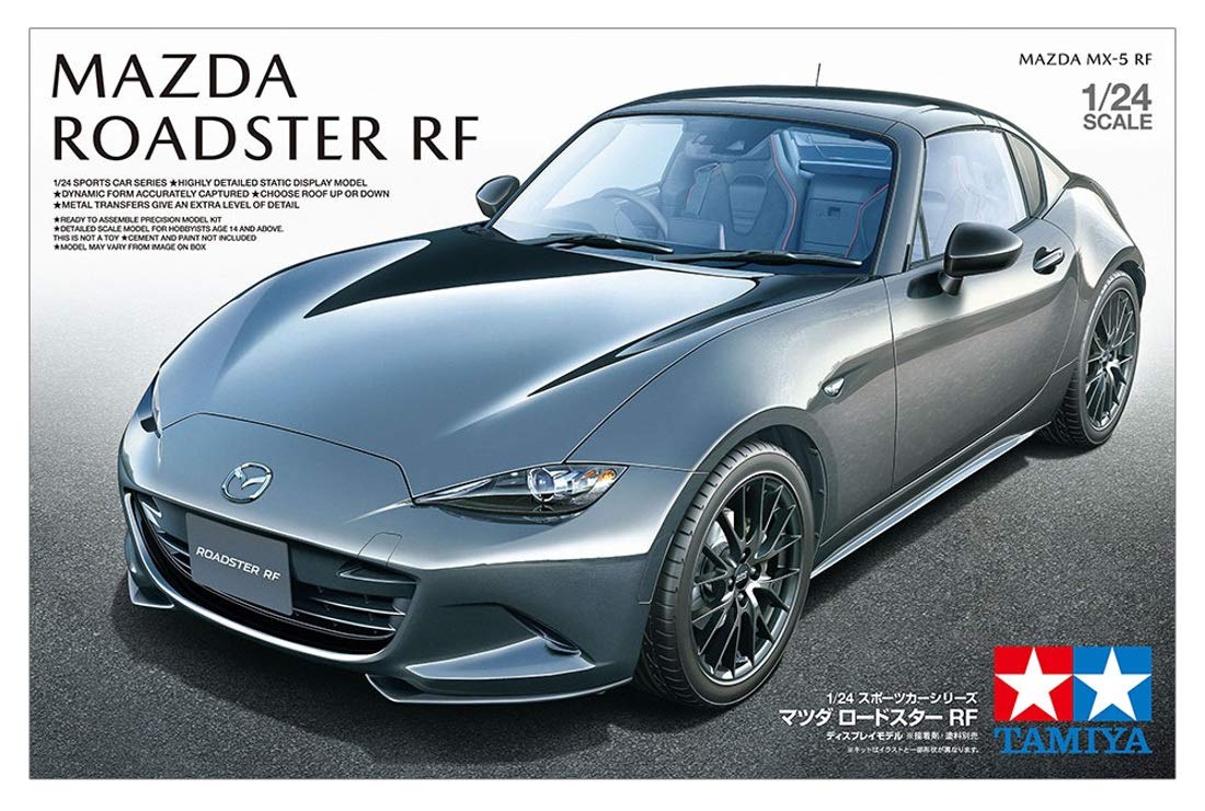 TAMIYA 24353 Mazda veicolo 1:24 MX-5 RF, riproduzione fedele all'originale, modellismo, kit di costruzione in plastica, fai da te, hobby, incollaggio, modellismo, assemblaggio, non verniciato, bianco