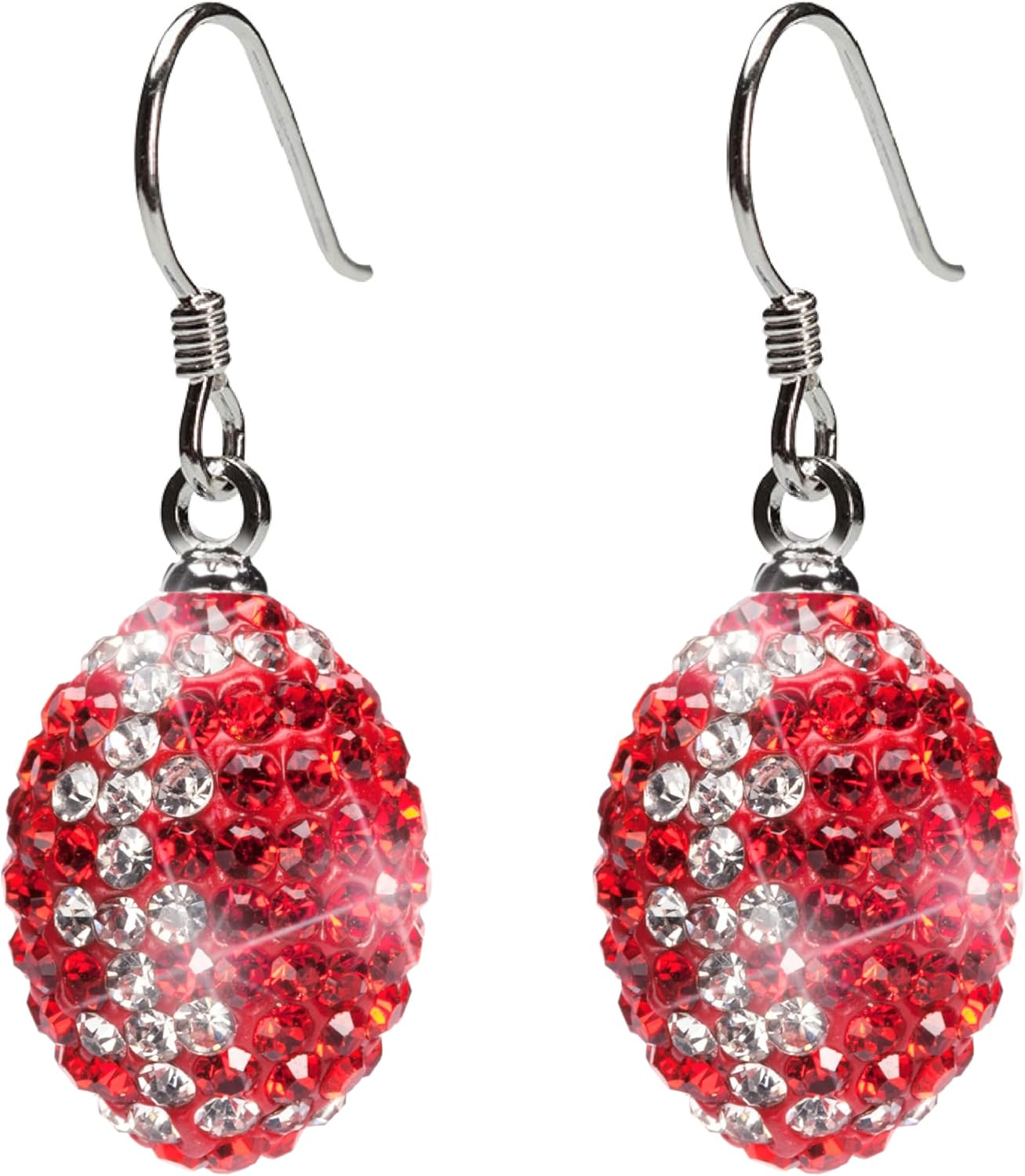 Stone Armory Red & Clear Crystal Football Earrings – Skin-Friendly Game Day Jewelry – Graduation Gift for Fans, Students, and Women
