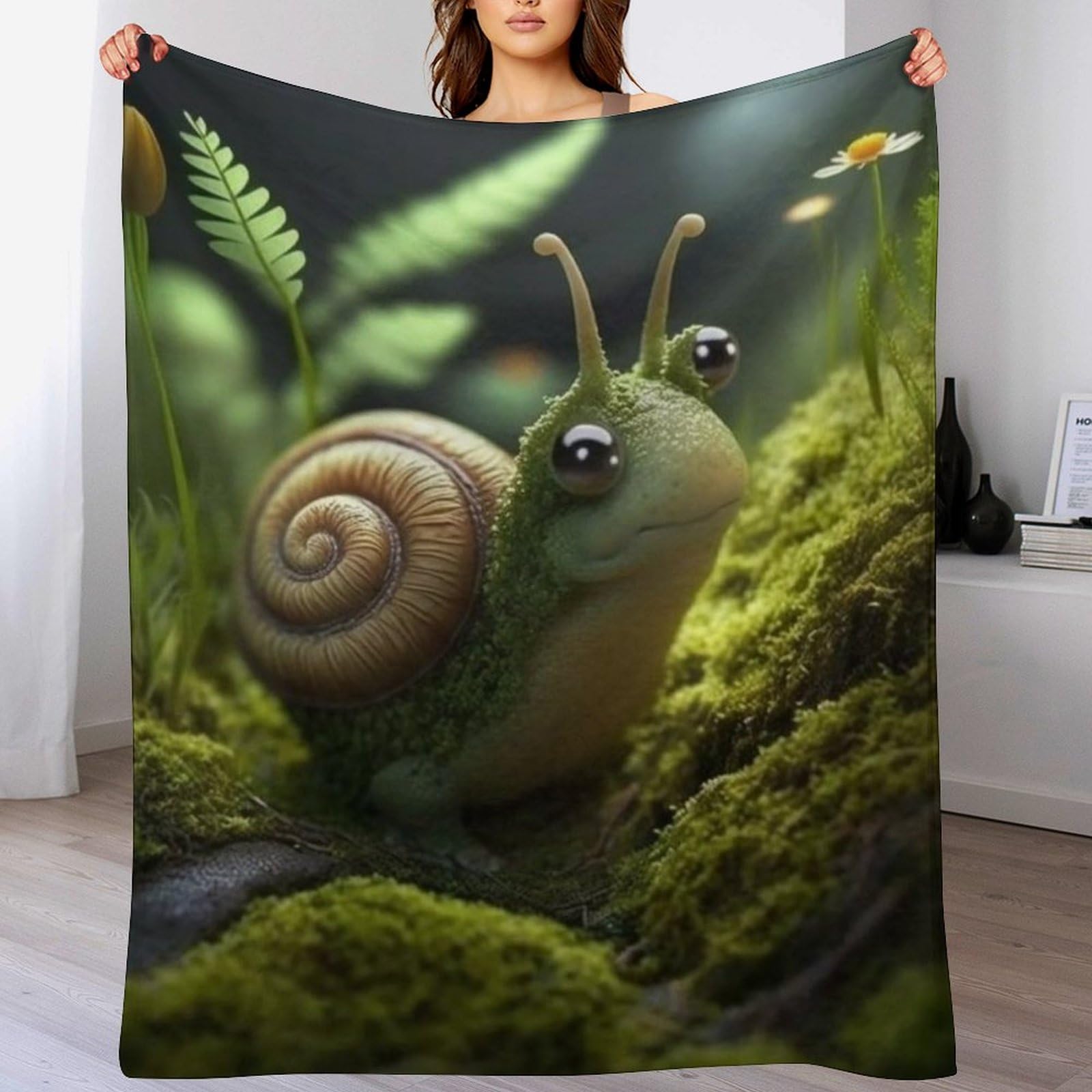 Couverture flannel douce Escargot Mignon pour lit et canapé cocooning