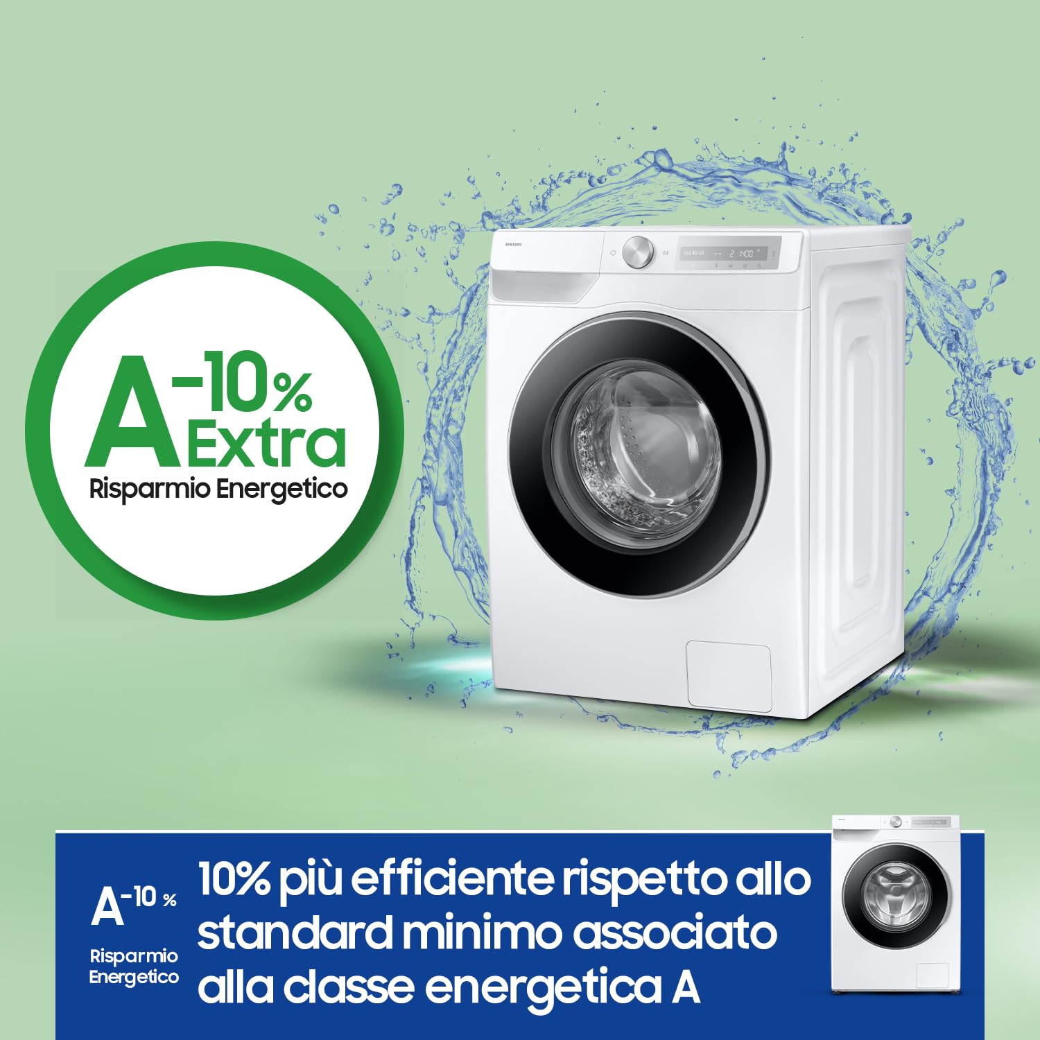 Samsung Lavatrice AI Control WW11DG6B85LH/U3 Libera installazione, 11 Kg, Wifi, Ecodosatore, Super Speed, Vapore, Carica Frontale, 60l x 85h x 60p cm