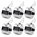Foraineam 6 Pack Metal Hand Tally Counter Digital Lap Counter Clicker Handheld Mechanical Number Click Counters for Knitting, Coaching, Fishing, Golf, Lap, Baseball, Row Sport