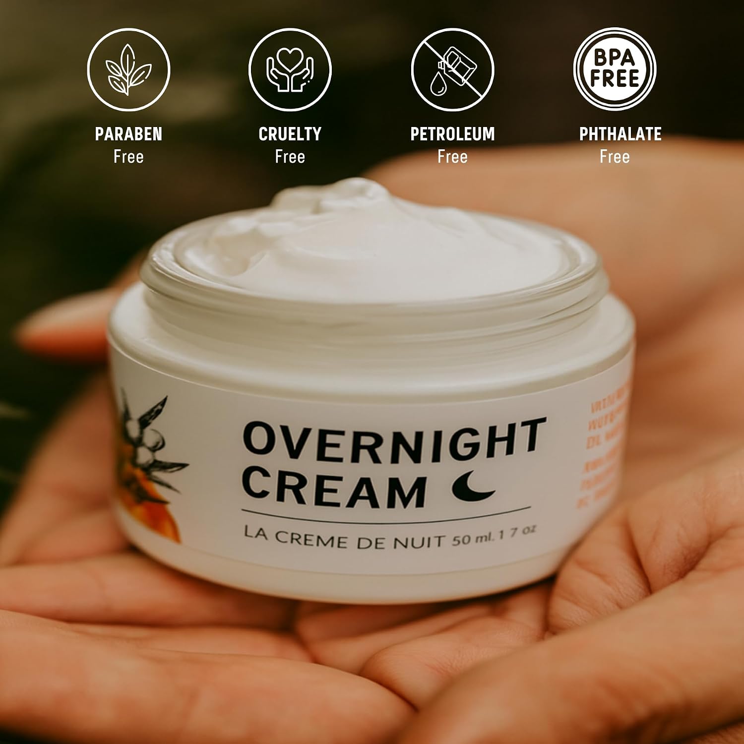 Bee by the Sea Overnight Cream with Sea Buckthorn & Honey - 1.7 oz Moisturizer for Nighttime Skincare