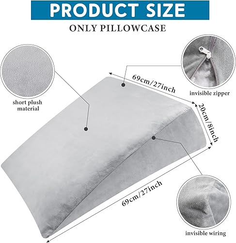 Miniatura 2 de Wesiti 2 fundas de almohada de cuña para cama, se adapta a cuñas para suministros de dormir en el hogar, solo funda de almohada (27 x 27 x 8