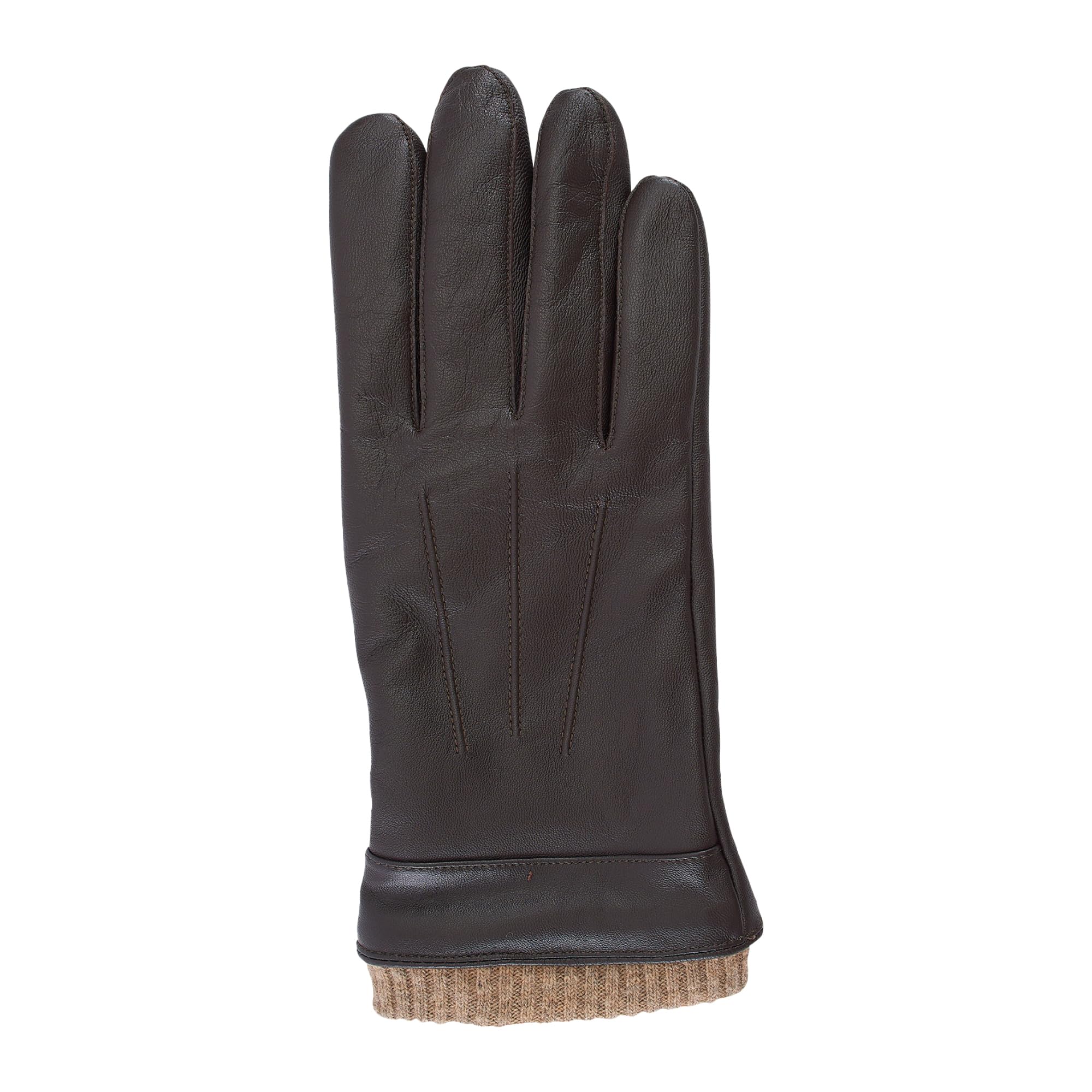 Guanti in pelle da uomo - Fodera interna in 100% lana - Guanto con funzione touch smartphone - Elegante guanto invernale - 100% nappa di pecora