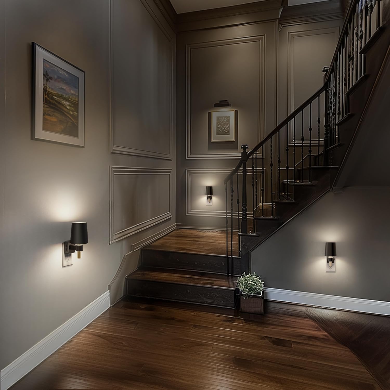 Briignite Night Light, Dimmable Night Lights Plug into Wall, Dusk to Dawn Sensor, Daylight White 5000K, 0-100LM, Plug in NightLight, Vintage Night Light Compact for Hallway Bedroom Stairway