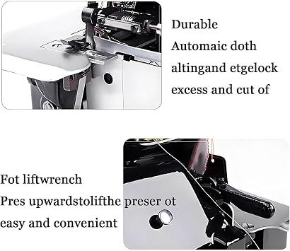 Heavy Duty Overlock Serger Machine, 3-4 Thread Industrial Sewing, Adjustable Stitch Length 0-5mm, Metal Frame for Fabrics, Includes Accessories