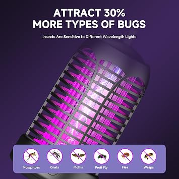 Bug Zapper Electric Indoor & Outdoor Mosquito Killer Lamp,3800V Insect Pest Fly Killer,Waterproof Mosquito Killer Lamp,Effectively Eliminates Mosquitoes,Flies,Fruit Flies,Insects and the like