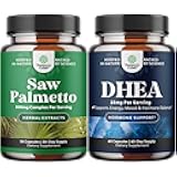 Bundle of Extra Strength Saw Palmetto Extract - Advanced Herbal Complex for Hair Health and Urinary Support with Plant Sterols, Flavonoids and Pure DHEA 25mg for Hormone Balance, Improves Mood