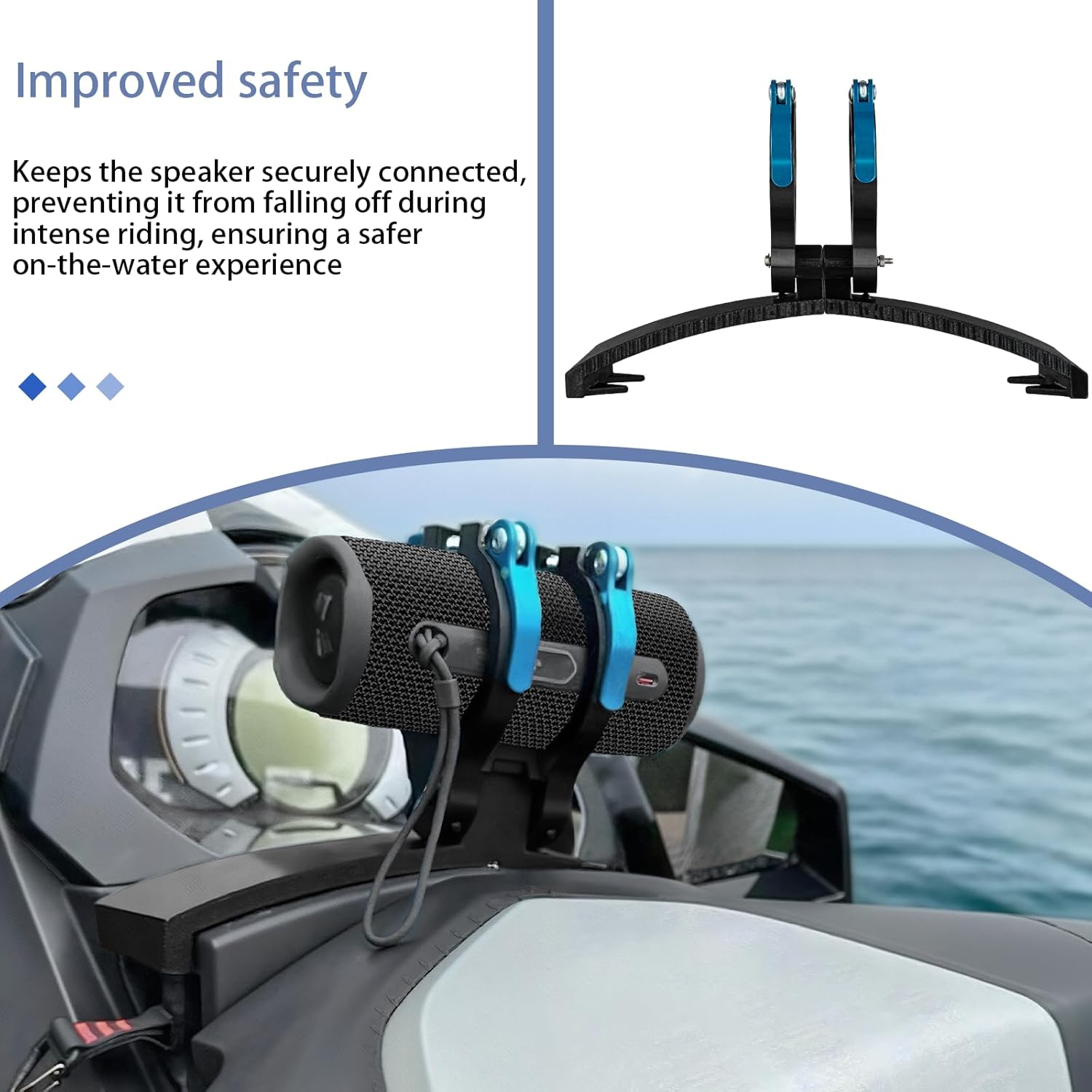 Bluetooth Speaker Mount, Compatible with JBL Speakers & Sea-Doo GTI (2011-2019) - Solid Locking Design Prevents Falling Off at High Speed, for Sea-Doo Accessories