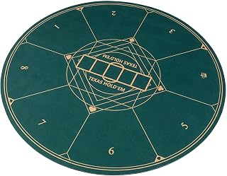 HOMASIS Pokermatte, tragbare Texas Hold'em-Pokermatte für 8/10 Spieler, Pokertischplatte mit Rutschfester Gummibasis, Tragetasche, Pokertisch-Auflage für Casinospiele, Spieleabende, Partys (φ120)