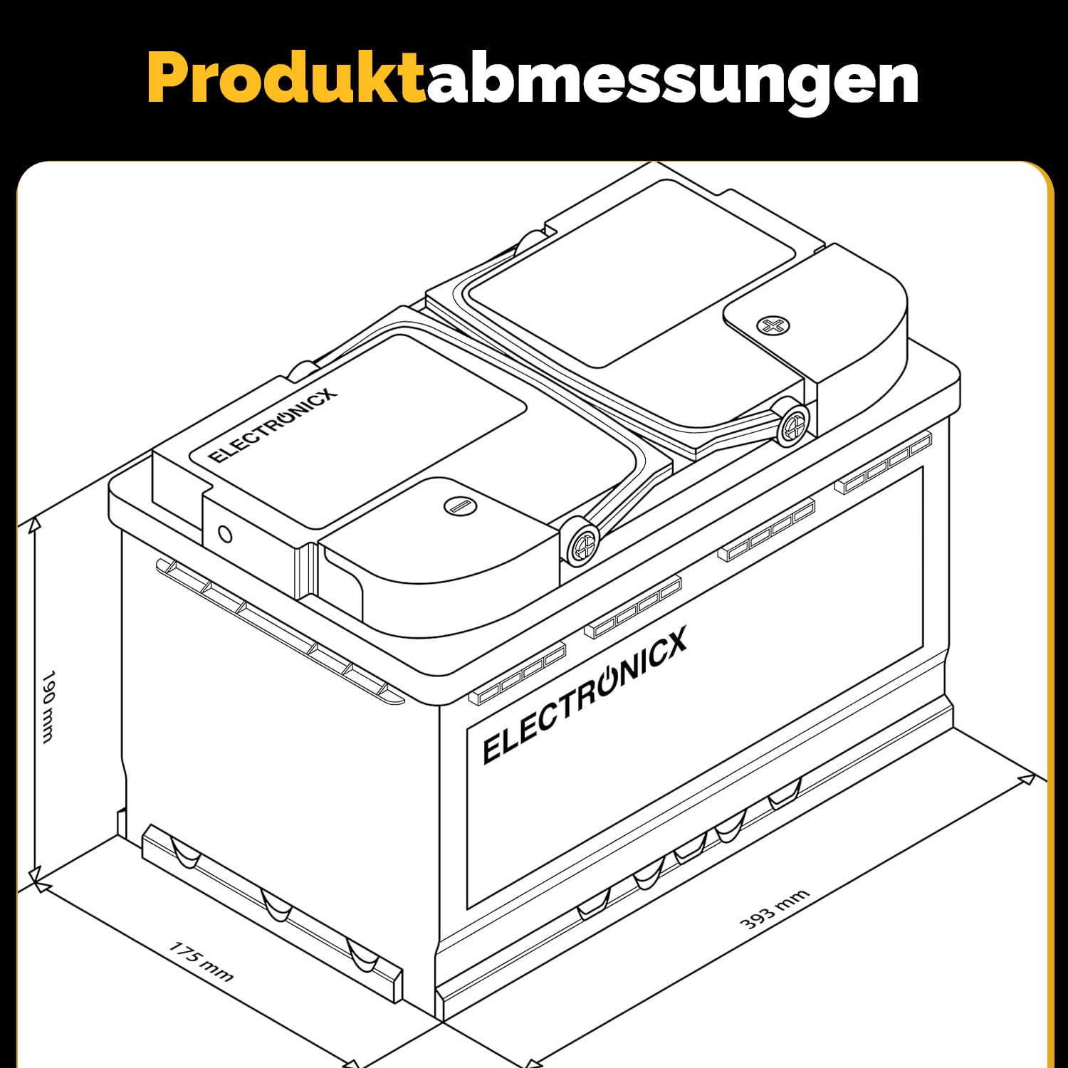 Electronicx Gel Solar Edition 12V 140Ah Deep Cycle Batterie 140 Ah Versorgungsbatterie - wartungsfrei, auslaufsicher - für Wohnmobil, Photovoltaik, Inselanlage, Solar - Maße: 393×175×190 mm kompakt