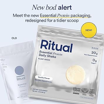 Ritual Vegan Protein Powder - 20g Pea Protein with BCAA Complete Amino Acid Profile - Supports Lean Muscle* - Plant-Based Protein - Tested for Heavy Metals - Sugar-Free** - Non-GMO - Vanilla - 1 Lbs