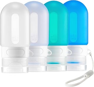 Silicone Clear Travel Bottles for Toiletries,Leak Proof Squeezable Travel Size Containers,TSA-compliant Travel Essentials,2oz,4 Pcs,blue