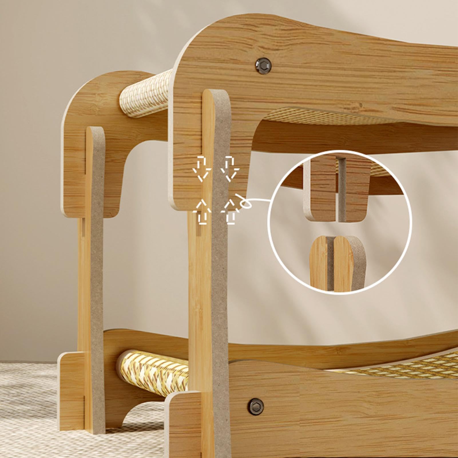 Cama Elevada para Gatos Estructura De Madera Transpirable Y Elevada De Dos | Cama Litera Para Gatos De Interior En Hogar, Dormitorio, Apartamento, Habitación, Salón, Residencia, Piso, Cuarto
