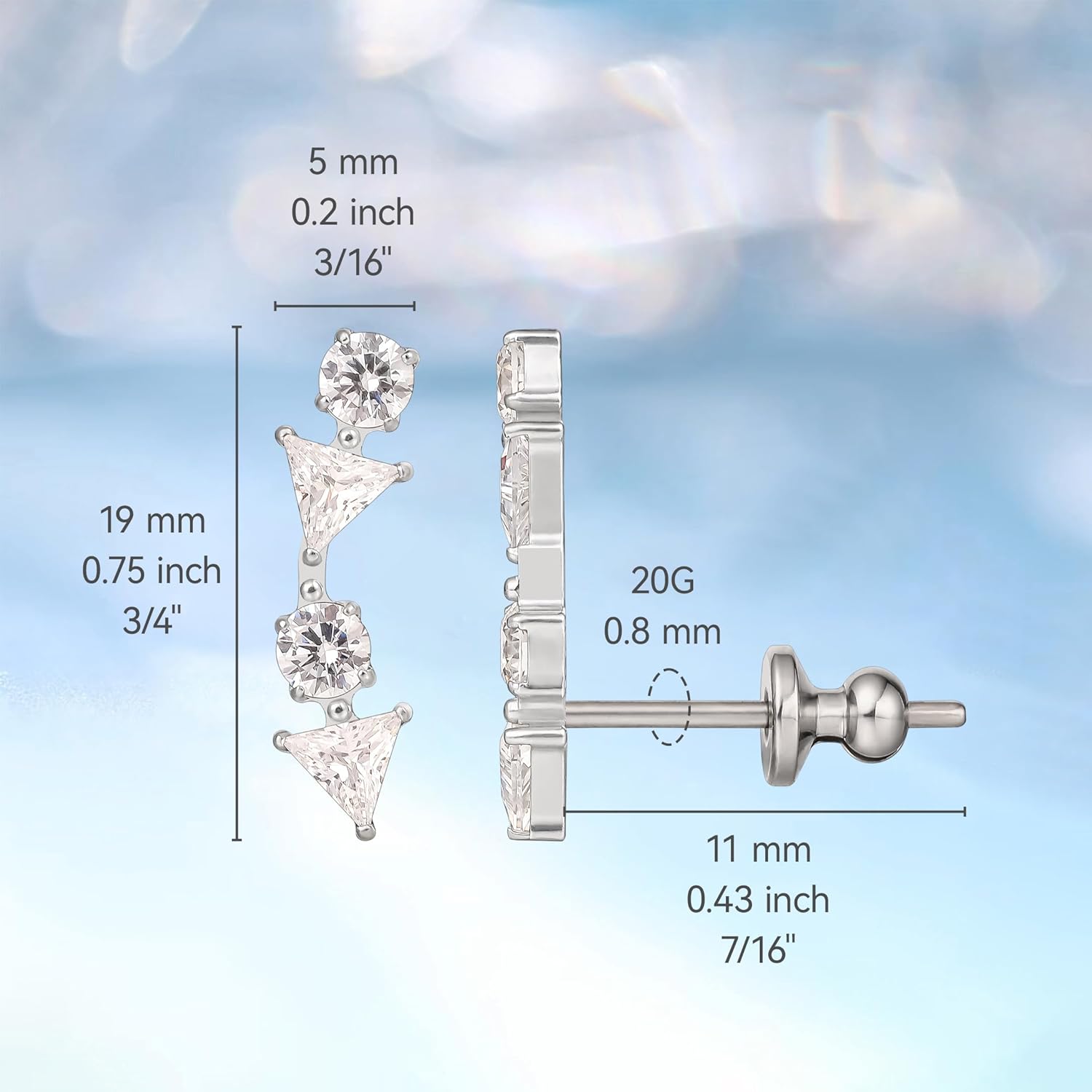 Limerencia F136 Pure Titanium Hypoallergenic Implant Grade Studs, G23 Small Dainty Cubic Zirconia Earrings for Women's Sensitive Ears - Image 5