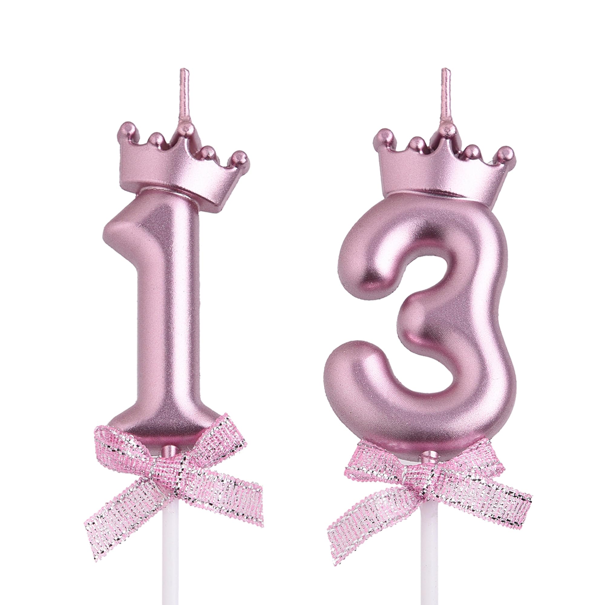 VSHILI 13th Birthday Candles, Rose Gold 13 Year Old Number Birthday Candles, Happy Birthday Party Cake Topper Decoration Gifts for Boys Girls